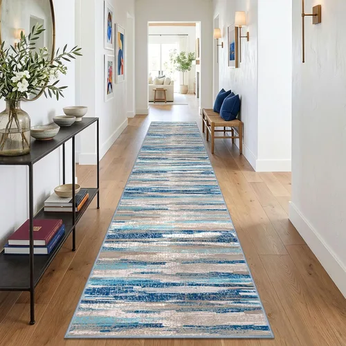 Miniatura 20 de Alfombra de pasillo moderna Lansny 2 x 6 pulgadas, alfombra de cocina lavable verde mostaza multicolor, alfombra antideslizante suave para pasillo