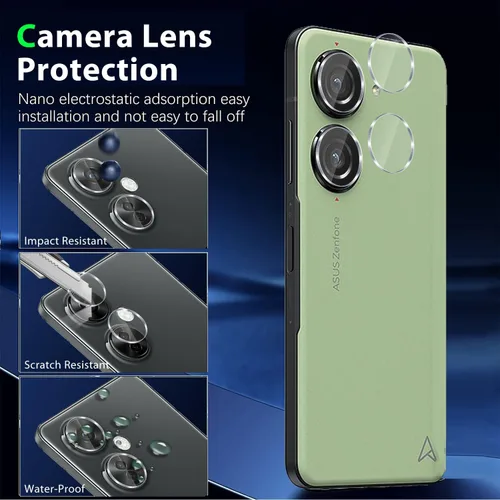 Miniatura 6 de Zeking [Paquete de 2+2 para Asus Zenfone 10 (2023) Protector de pantalla de vidrio templado de privacidad y protector de lente de cámara