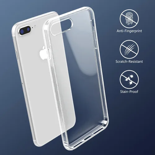 Miniatura 6 de FanTEK Compatible con iPhone 7 Plus, iPhone 8 Plus de 5.5 pulgadas, fundas de teléfono TPU de cristal transparente suave