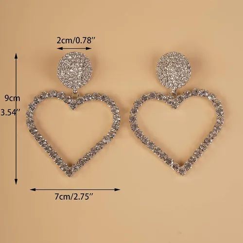 Miniatura 4 de YERTTER Elegantes aretes de gran tamaño, aretes colgantes de cristal con diamantes de imitación para mujer, aretes largos de moda con borlas