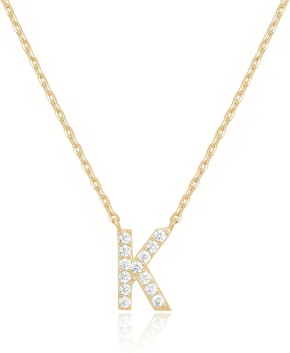 Miniatura 11 de PAVOI 14K White Gold Plated Cubic Zirconia Initial Necklace Letter Dainty Necklaces for Women