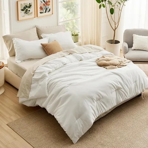 Miniatura 29 de Bedsure Juego de ropa de cama con edredón tamaño individual de 5 piezas, diseño bohemio contrastante, juego de cama en una bolsa con edredón