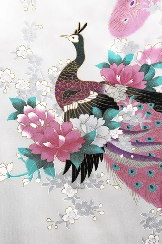 Miniatura 5 de BABEYOND Kimono de mujer bata larga con pavo real y flores estampado Kimono camisón
