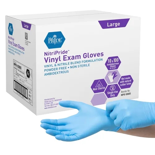 Miniatura 7 de MED PRIDE Guantes desechables de protección multiusos para manos, mezcla de nitrilo-vinilo, medianos 100 - sin polvo, sin látex y sin goma - guantes