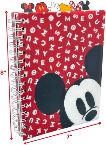 Miniatura 5 de Cuaderno de Disney de Minnie y Mickey Mouse, encuadernado en espiral, 144 páginas a rayas, 20 x 18 cm, Rojo