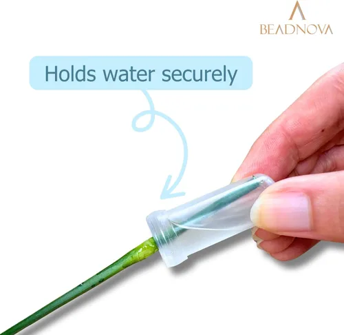 Miniatura 5 de BEADNOVA Tubos de agua florales de plástico de 1.6 pulgadas para viales de flores con tapas para decoración de arreglos florales