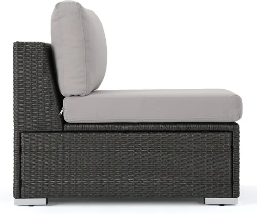 Miniatura 5 de Christopher Knight Home Santa Rosa - Asiento modular de mimbre sin brazos para exteriores con marco de aluminio y cojines resistentes al agua