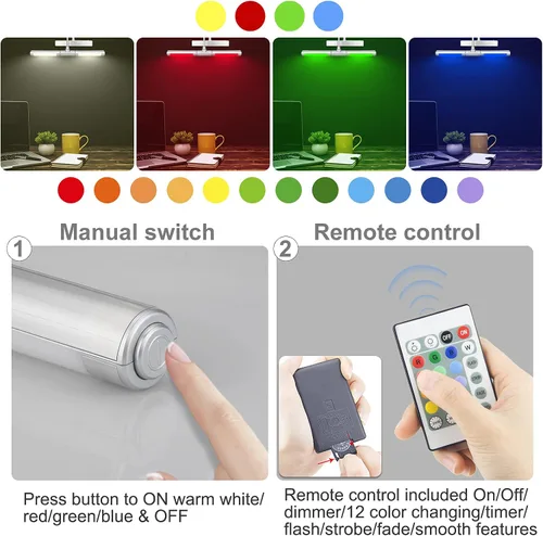 Miniatura 9 de LUXSWAY - Iluminación LED inalámbrica para marcos de fotos, iluminación recargable para exhibición de arte, clip para cuadros, luces para sobre