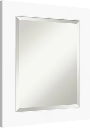 Miniatura 6 de Amanti Art Espejo de tocador de baño de 26 x 22 pulgadas, color blanco, pequeño, moderno, contemporáneo, marco de pared, vidrio biselado, colgante