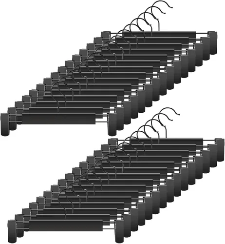 Paquete de 30 perchas para pantalones con clips antideslizantes ajustables, gancho para colgar pantalones, faldas, jeans, perchas de ropa, color