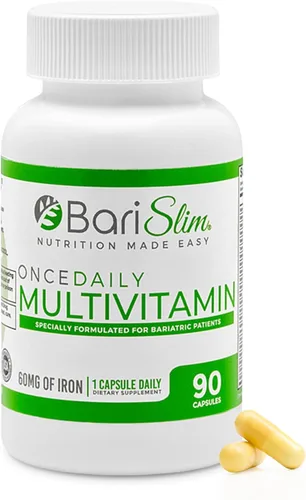 BariSlim Cápsula multivitamínica bariátrica Once Daily - 60 mg de hierro - Vitamina bariátrica y suplemento para poscirugía WLS incluyendo bypass