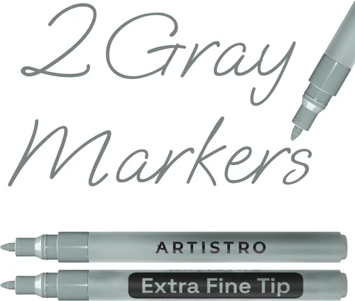 Miniatura 25 de Artistro 2 marcadores de pintura acrílica negros - 3mm marcadores de punta media - Perfectos para manualidades, proyectos de arte y más
