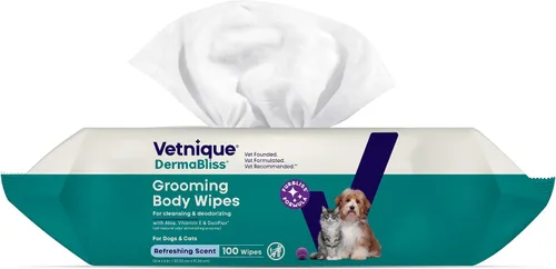 Miniatura 3 de Vetnique Furbliss/Dermabliss Toallitas para mascotas para perros y gatos para aseo, limpieza y desodorización, toallitas gruesas para perros
