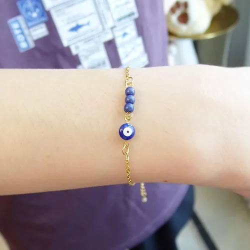 Miniatura 3 de Pulseras contra el mal de ojo para mujer, acero inoxidable de oro de 14 quilates, pulsera de cuentas de turquesa, pulsera de cadena delicada, regalo