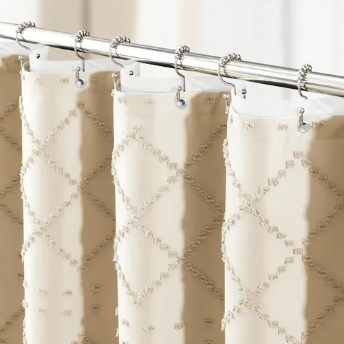 Miniatura 18 de Dynamene Cortina de ducha de tela de 36 x 72 pulgadas, diseño bohemio, geométrico, a rayas, para baño, juego de cortina de ducha estrecha gruesa