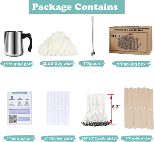 Miniatura 7 de Kit de suministros para hacer velas de cera de soja, cera de soja natural para hacer velas, kit de arte y manualidades DIY para adultos