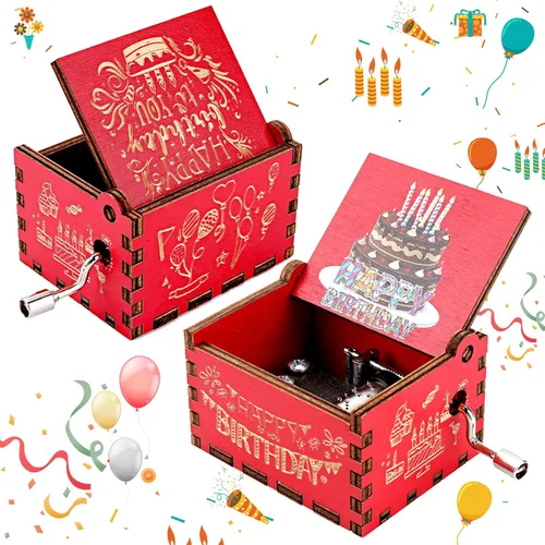 Miniatura 9 de Amaxiu Caja de música de manivela de mano, caja de música de madera Twinkle Twinkle Little Star, caja musical vintage grabada a mano, mini caja