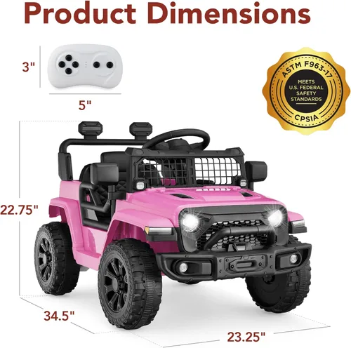 Miniatura 7 de Productos de la mejor elección, juguete de paseo para niños de 6V, mini camioneta, auto eléctrico de juego con control remoto para padres, Rosa