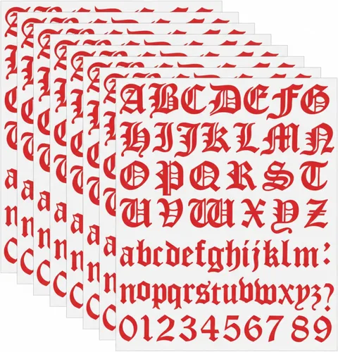 Miniatura 10 de Teling 8 hojas de calcomanías de vinilo con letras del alfabeto inglés antiguo, letras autoadhesivas para el regreso a clases, álbumes de recortes