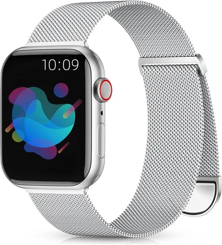 Miniatura 12 de Zedoli Correa de Metal Compatible con Apple Watch de 1.57/1.50/1.61/1.77/1.73/1.65/1.75 pulgadas para Mujeres y Hombres, Pulseras de Malla de Malla