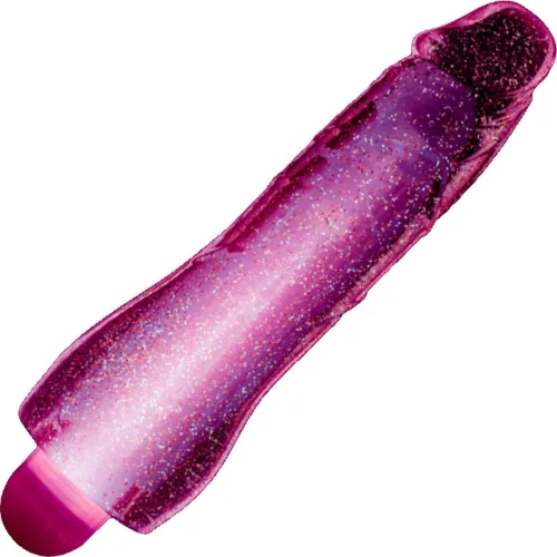Blush Glow Dicks Molly Glitter - Consolador vibrador de 8 pulgadas ~ Consoladores vibradores de múltiples velocidades ~ Juego sexual nocturno Rosa