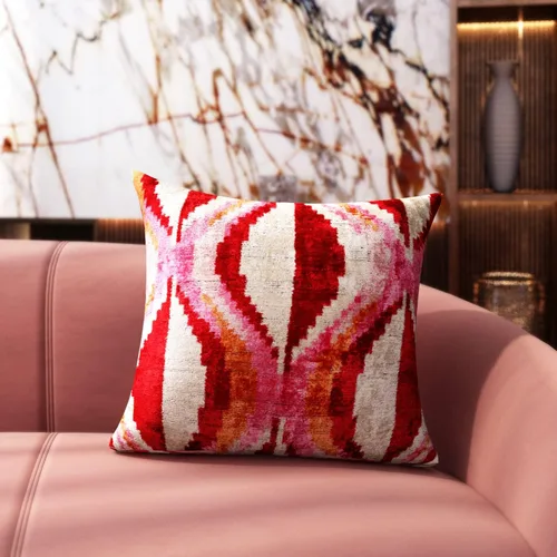 Miniatura 7 de CANVELLO -Exquisita almohada/cojín de plumón: almohadas de plumas elegancia y arte Almohadas icónicas con diseño Ikat Seda de terciopelo suave