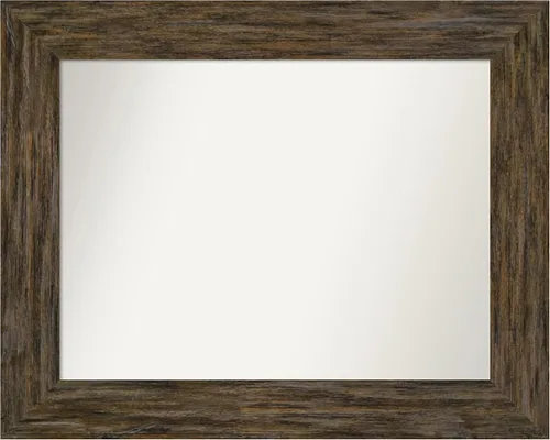 Miniatura 103 de Amanti Art Espejo personalizado, espejo de baño marrón Fencepost, espejo de pared o espejo de tocador de baño sobre el fregadero (27 x 27 pulgadas)