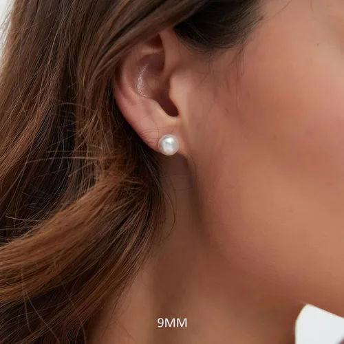 Miniatura 11 de YAMI Black/Grey/White Pearl Earrings, Real Cultured Pearl, 925 Sterling Silver Stud Earrings Plated with 18K Gold, Classic & Elegant Jewelry Gifts