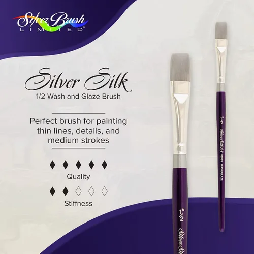 Miniatura 3 de Silver Brush Limited 8808S-1/2 Silver Silk 88 - Pincel para acrílico, acuarela, gouache, tintas y tintes, tamaño 1/2 pulgada, mango corto