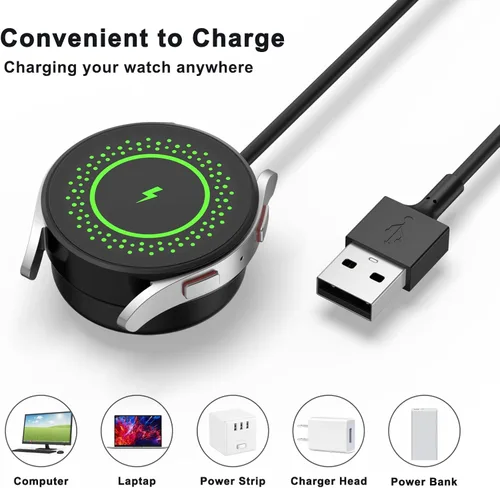 Miniatura 8 de Vancle Cargador de pared rápido para Samsung Galaxy Watch 8/8 Classic/7/6/5/4/3/Active 2/Active, 3.3 pies magnético USB carga cable Dock soporte