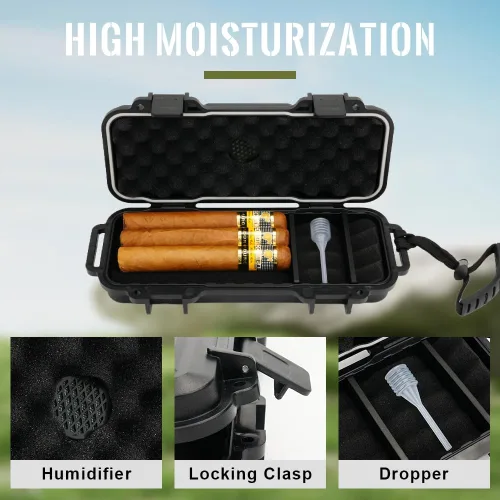 Miniatura 5 de Bald Eagle Caja de Puros Humidor de Viaje, Estuche Portátil Pequeño para Puros con Humidificador, Hermético, A Prueba de Aplastamiento, Impermeable