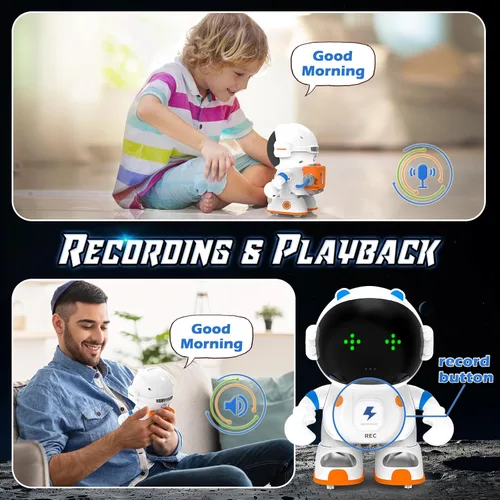 Miniatura 3 de KaeKid Robots astronautas para niños, robótico parlante inteligente con sensor táctil, control de voz, reconocimiento de voz, cantar, bailar