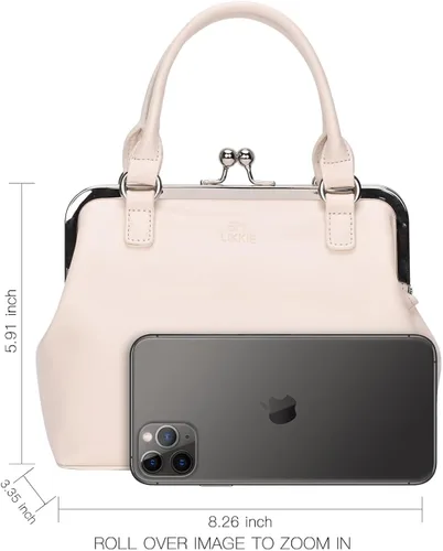Miniatura 3 de GM LIKKIE Kiss Lock - Monederos y bolsos, bolsos de mano de piel sintética vintage para mujer, bolso de noche con asa superior