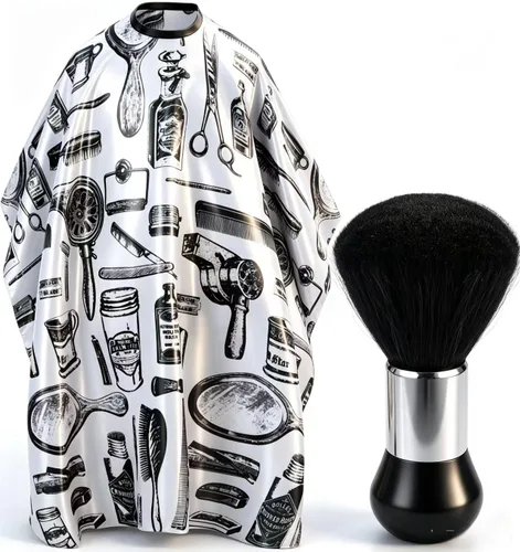 Miniatura 8 de Capa profesional de corte de pelo con cepillo de plumero para el cuello, capa de peluquería de salón, accesorios de peluquería negro Azul