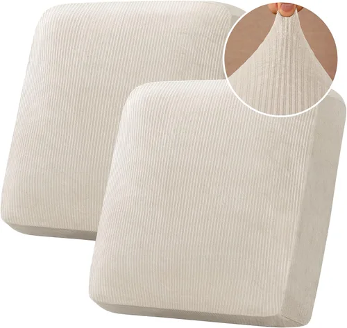 Miniatura 100 de H.VERSAILTEX - Funda de terciopelo elástica y afelpada para protección de cojines de sofá biplaza, silla o sofá, 2 piezas, tamaño grande, color gris