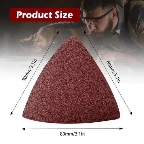 Miniatura 2 de Juego de 100 piezas de papel de lija triangular, grano 60-240, se adapta a herramientas oscilantes de 3-1/8 pulgadas, ganchos y bucles de óxido
