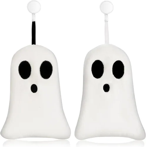Quera Paquete de 2 toallas de mano con diseño de fantasmas de Halloween, bordadas, decoración de lujo, para baño, juego de toallas decorativas para
