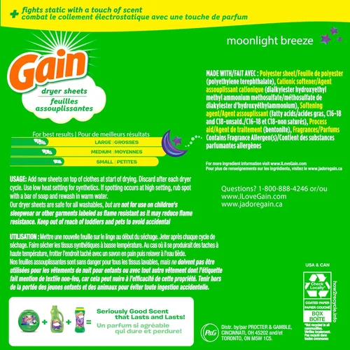 Miniatura 9 de Gain Hojas para secadora, aroma Moonlight Breeze, 120