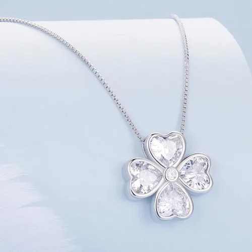Miniatura 3 de NINGAN Collares de trébol de la suerte para mujer, plata de ley 925 5A+ CZ delicada joyería para mejores amigas, esposa, novia, cadena chapada