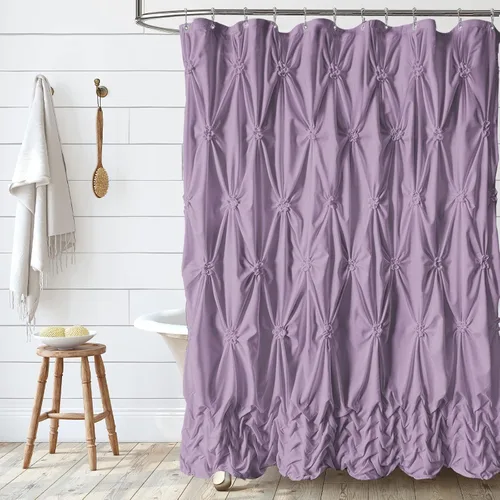 Seasonwood Cortina de ducha color lavanda, color morado, de lujo, hecha a mano, decorativa, bonita, lila, lavable a máquina, moderna decoración de