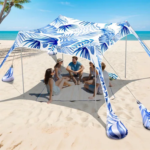 Miniatura 8 de 2PM SPORTS Toldo de Carpa de Playa con Protección UV UPF50+, Refugio Grande de Sombra Solar para Exteriores para Picnic Familiar, Camping, Viajes