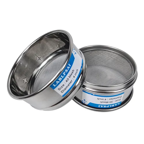Miniatura 4 de Tamices de 35 mallas para laboratorio, 4" de diámetro, tela de alambre de acero inoxidable 304, tamiz de prueba para laboratorio industrial, hogar