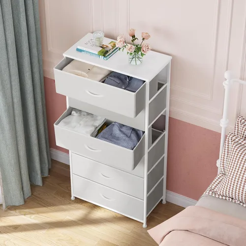 Miniatura 6 de Crestlive Products Cómoda para dormitorio con 6 cajones, cajonera alta, cómodas blancas muebles de dormitorio, unidad organizadora de almacenamiento