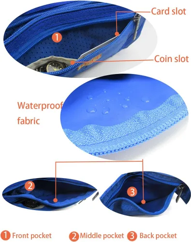 Miniatura 25 de Bolsa de cintura ultrafino con ranuras c/visualización para tarjeta de crédito, para deportes, aire libre, correr, caminar, viajes.