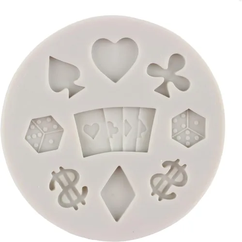 Miniatura 6 de Sijiangmold Moldes de silicona de póquer, juego de cartas de casino, molde de fondant de chocolate para decoración de cupcakes, decoración