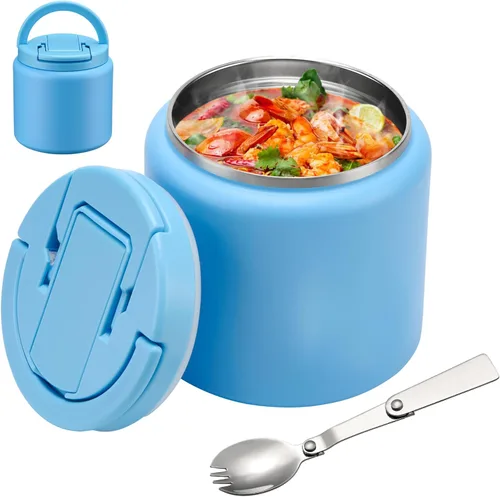 Miniatura 16 de BABHAMNESS Termo para sopa de 13.5 onzas para comida caliente para niños, frasco de comida aislado al vacío con tapa de hebilla, boca ancha a prueba