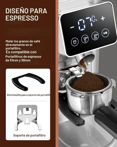 Miniatura 2 de AMZCHEF Molinillo de Café, Molinillo de Granos de Café con Rebaba para Uso Doméstico con 48 Configuraciones de Molienda Precisas, Embudo Desmontable