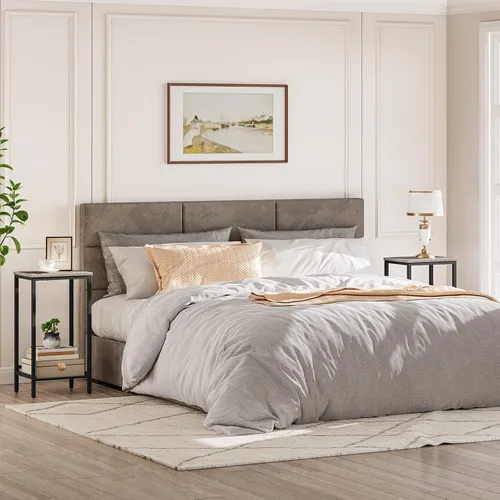 Miniatura 4 de HOOBRO Mesa auxiliar alta, mesa de teléfono industrial con estantes de malla ajustables, para sala de estar, dormitorio, entrada, oficina