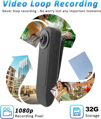 Miniatura 3 de Mini Body Camera with Audio & Video Recording - Small POV Cam 1080P with 32G Card - Wearable Personal Portable Cameras Recorder DV - Night Version
