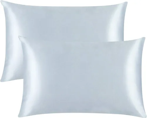 Miniatura 16 de FLXXIE Paquete de 2 fundas de almohada estándar de satén con cremallera para cabello y piel, sedosas y súper suaves (20 x 26 pulgadas), fundas